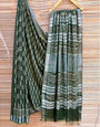 Green Cotton Block Printed Ready To Wear Saree