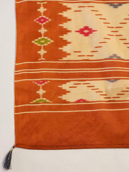 Orange Colour Mul Cotton Ready To Wear Saree With Pocket