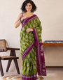 Mahendi Colour Mul Cotton Ready To Wear Saree With Pocket