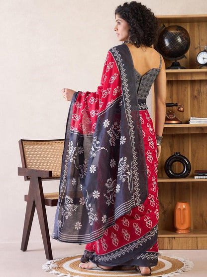 Blue Colour Mul Cotton Ready To Wear Saree With Pocket