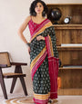 Black Colour Mul Cotton Ready To Wear Saree With Pocket