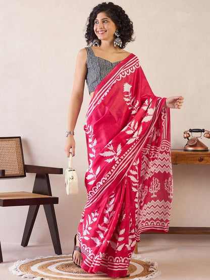 Pink Colour Mul Cotton Ready To Wear Saree With Pocket