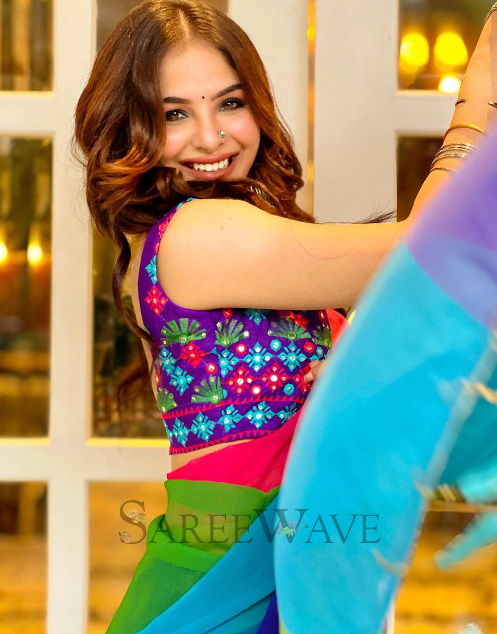 Alia Bhatt Soft Georgette Multicolor Saree