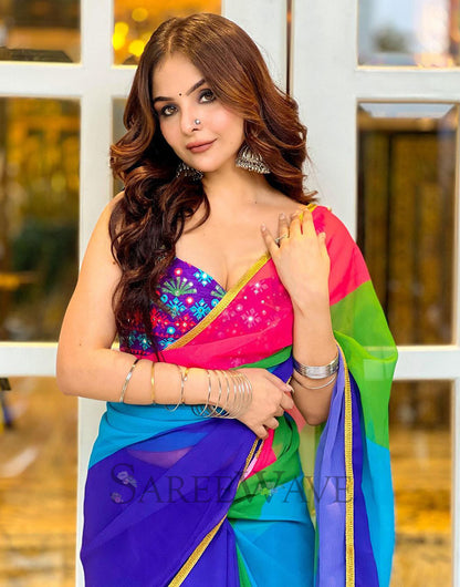 Alia Bhatt Soft Georgette Multi Color Saree