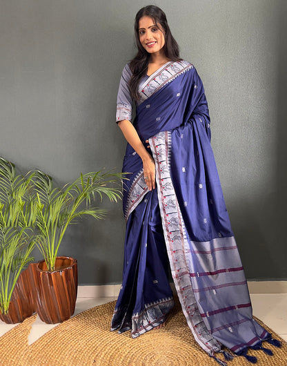 Blue Silk Stylist Ready To Wear Saree