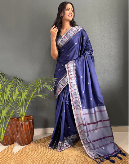 Blue Silk Stylist Ready To Wear Saree