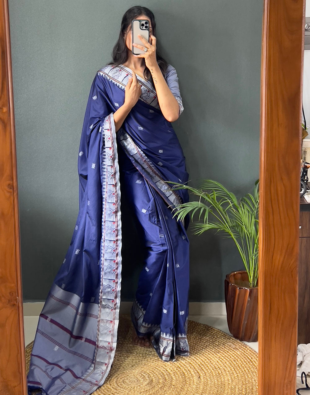 Blue Silk Stylist Ready To Wear Saree