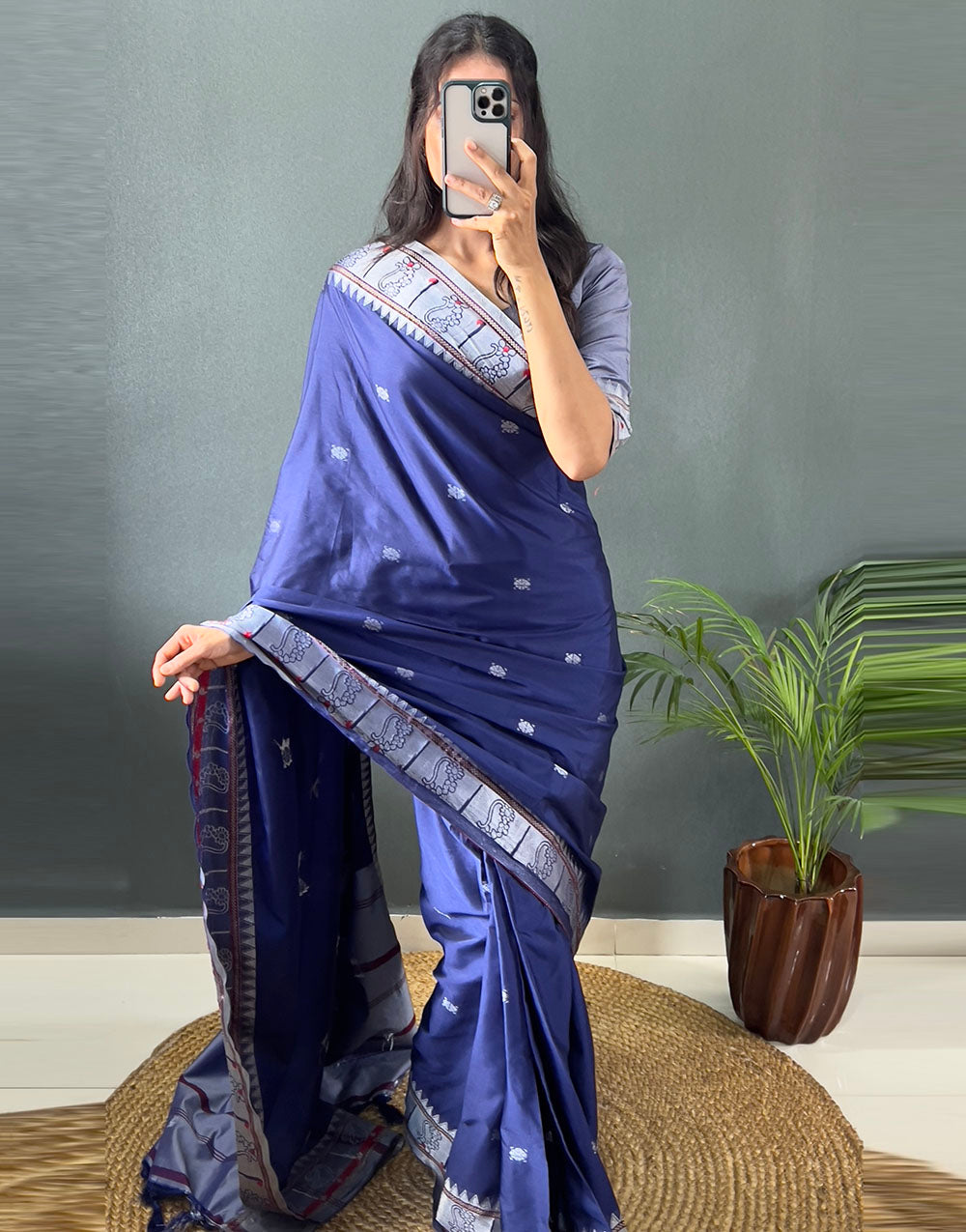 Blue Silk Stylist Ready To Wear Saree