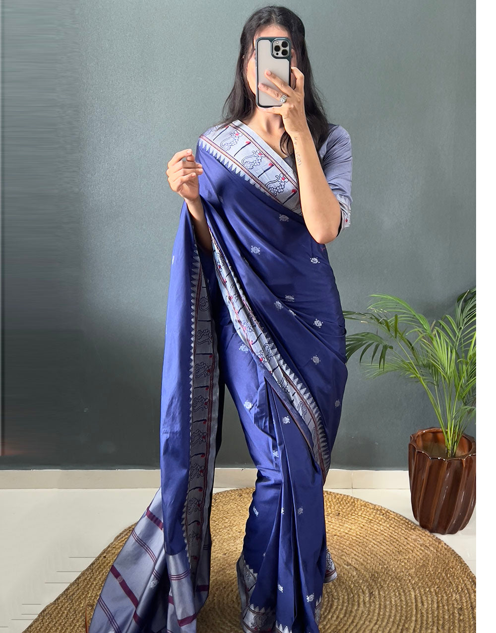 Blue Silk Stylist Ready To Wear Saree