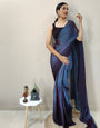 Dark Blue Chiffon Silk Ready To Wear Saree