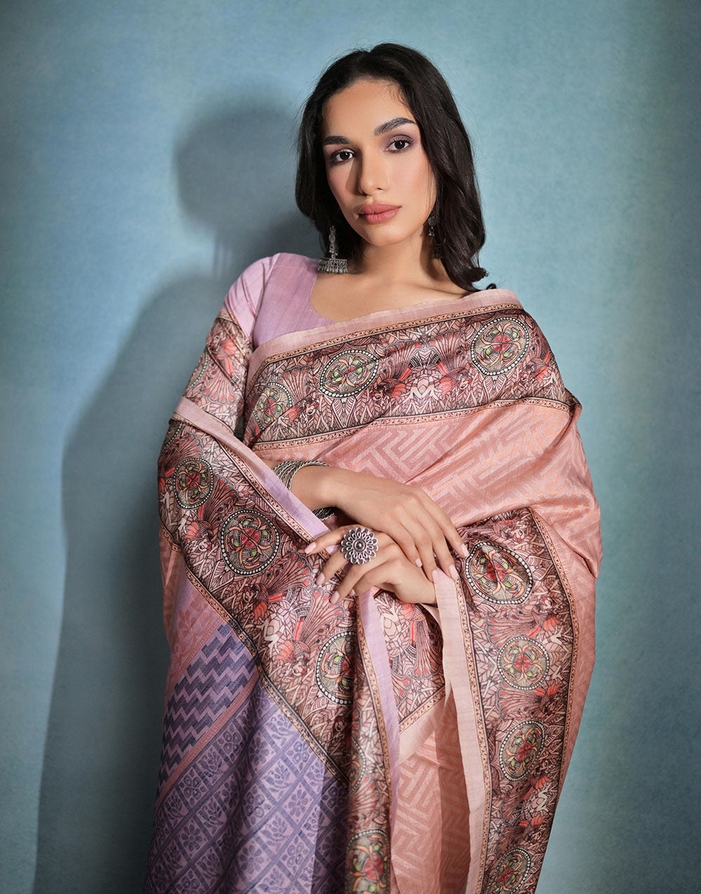 Pastel Peach Cotton Silk Saree With Weaving Work