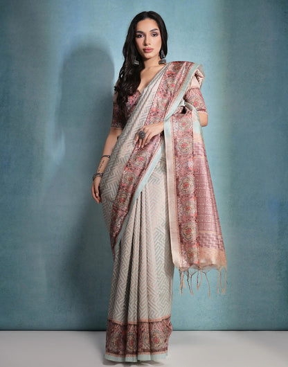 Glacial Green Cotton Silk Saree With Weaving Work