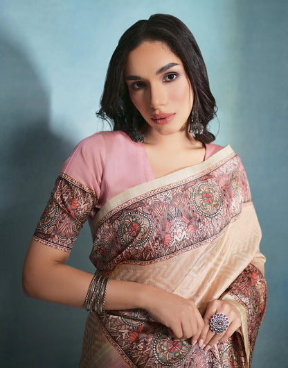 Cream Cotton Silk Saree With Weaving Work