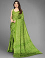 Lime Green Silk Saree With Bandhani Printed Work