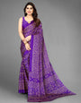 Purple Silk Saree With Bandhani Printed Work