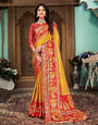 Yellow & Red Patola Silk Saree With Weaving Work