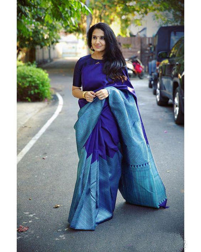 Gorgeous Sky Blue Border Soft Silk Saree