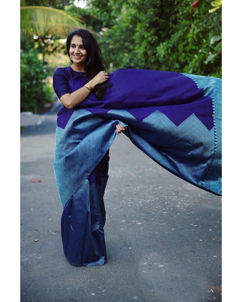 Gorgeous Sky Blue Border Soft Silk Saree