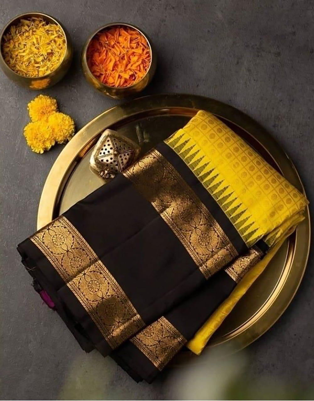 Yellow Banarasi Soft Silk Saree With Weaving Work