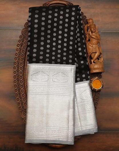 Black Soft Banarasi Silk Saree With Zari Weaving Work