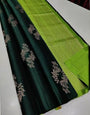 Dark Green & Parrot Green Soft Silk Saree With Zari Weaving Work