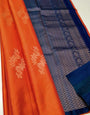 Orange & Blue Soft Silk Saree With Zari Weaving Work