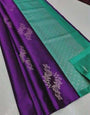 Purple & Sea Green Soft Silk Saree With Zari Weaving Work