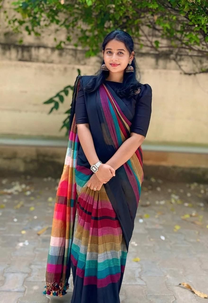 Pure Kamalgari Print Linen Cotton Saree
