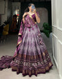 Wine Tussar Silk With Printed Lehenga Choli