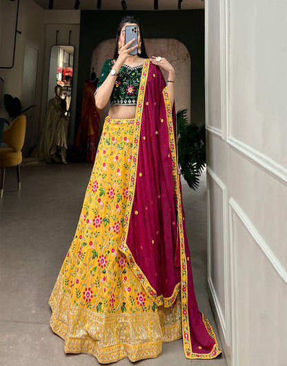 Yellow Georgette With Sequence & Thread Embroidery Lehenga Choli