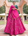 Pink Chanderi Silk With Weaving & Dyeing Work Lehenga Choli