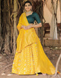 Yellow Chanderi Silk With Weaving & Dyeing Work Lehenga Choli