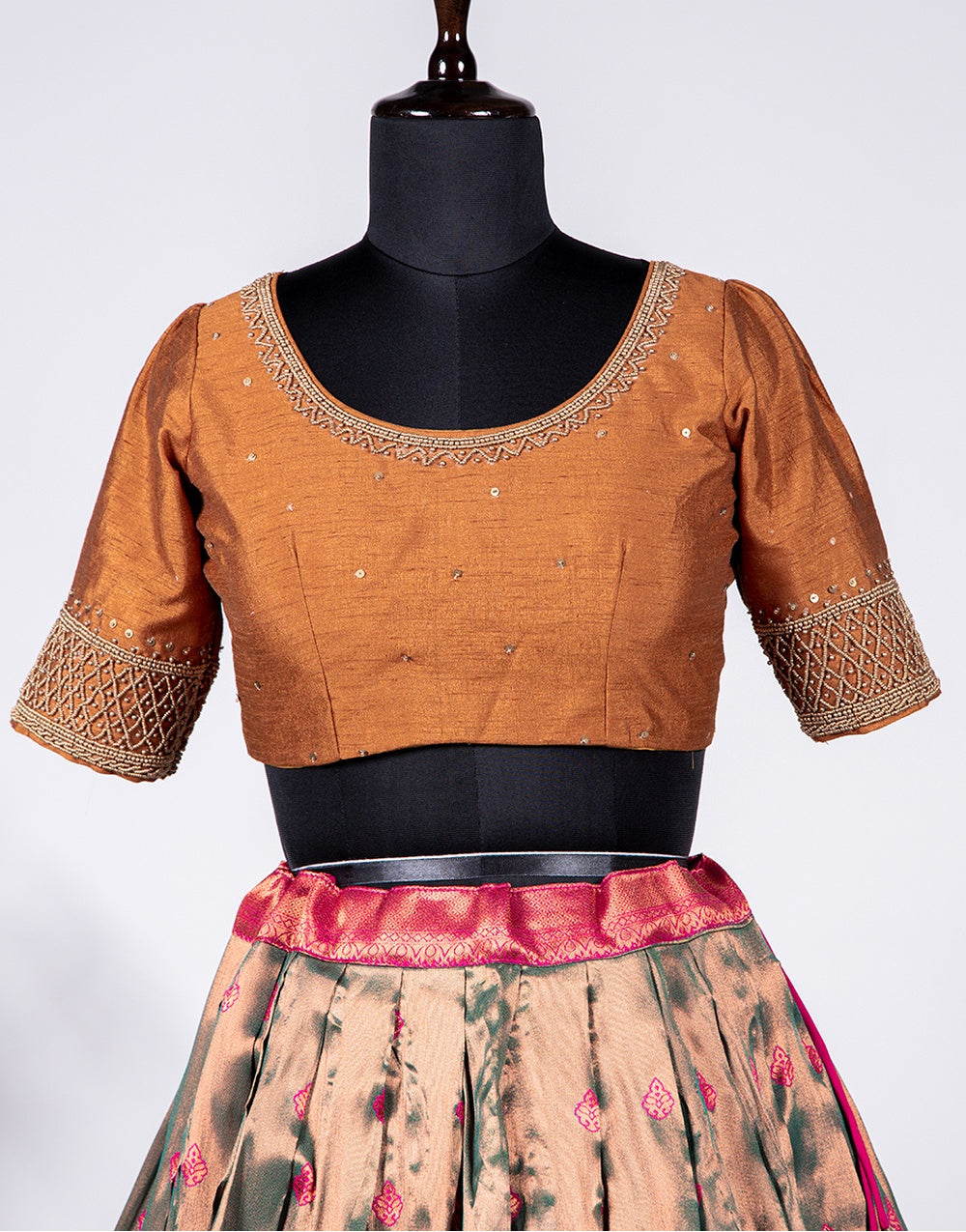 Pink & Yellow Silk With Zari Weaving Work Lehenga Choli