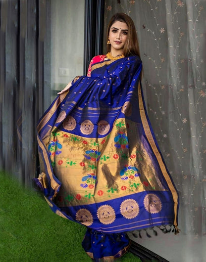 Royal Blue Zari Weaving Banarasi Silk Saree