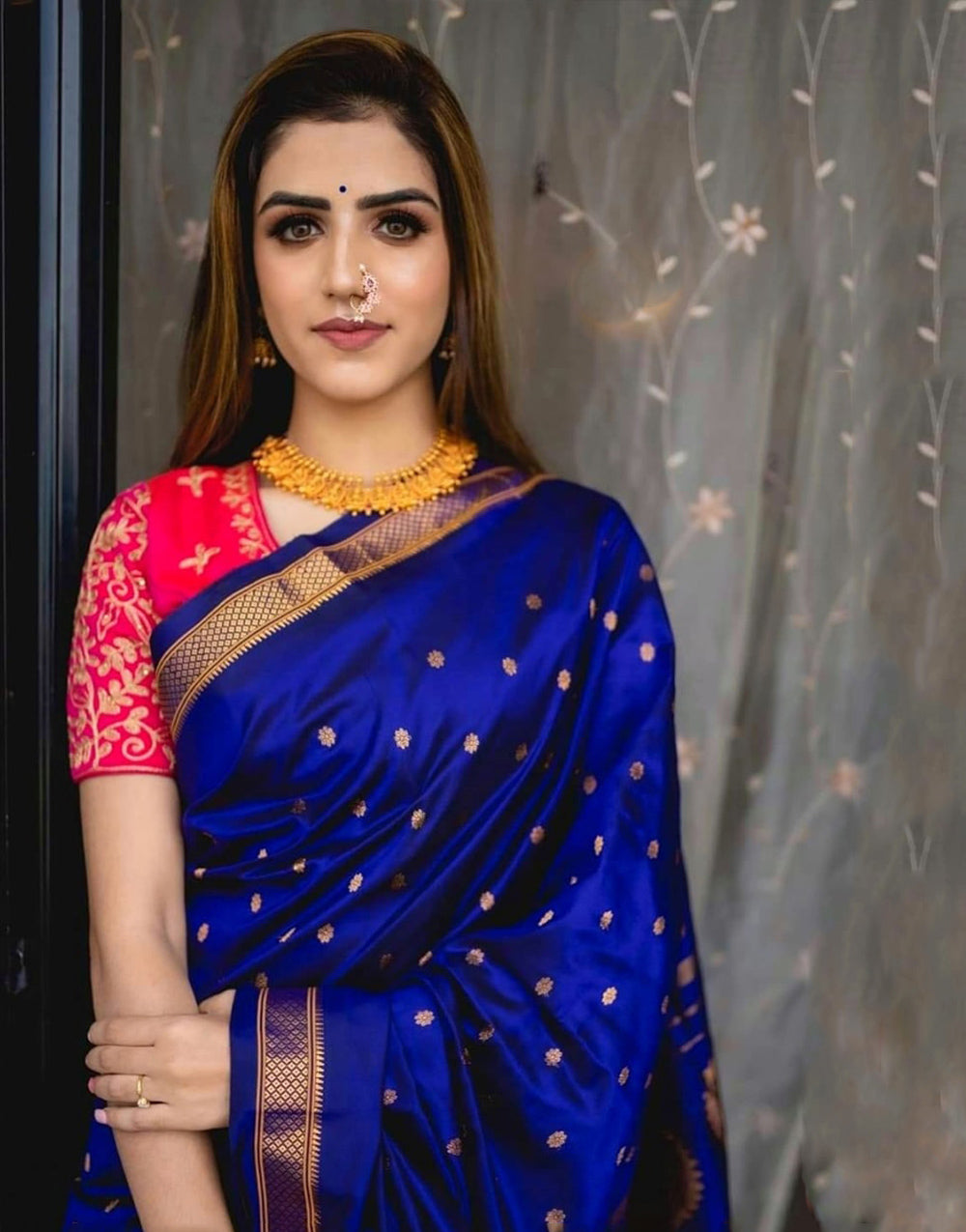 Royal Blue Zari Weaving Banarasi Silk Saree