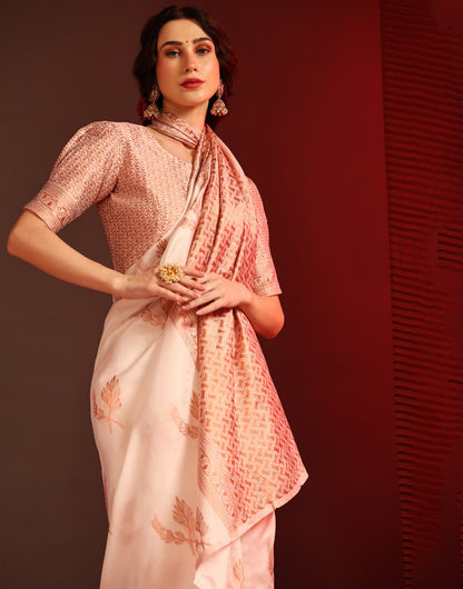 Off White Silk Saree With Weaving Work