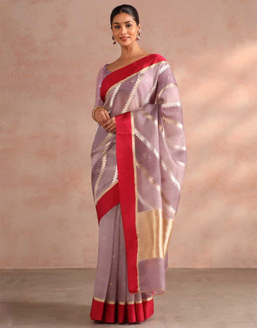 Lilac Lavender Silk Saree With Weaving Work