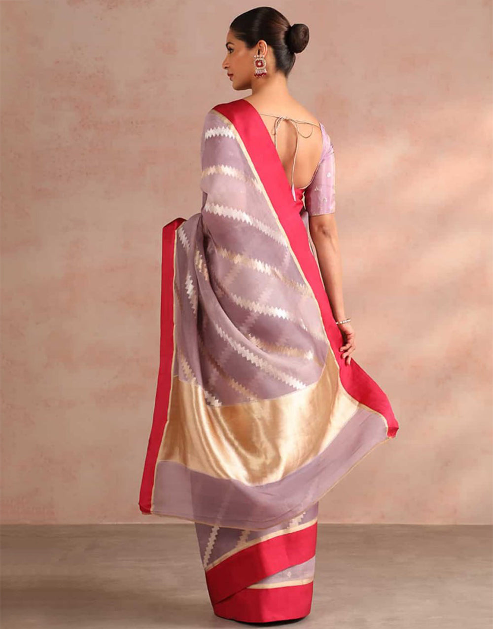 Lilac Lavender Silk Saree With Weaving Work