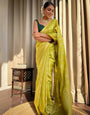 Citrine Yellow Banarasi Silk Saree With Zari Weaving Work