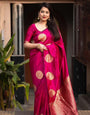 Ruby Pink Silk Saree With Zari Weaving Work