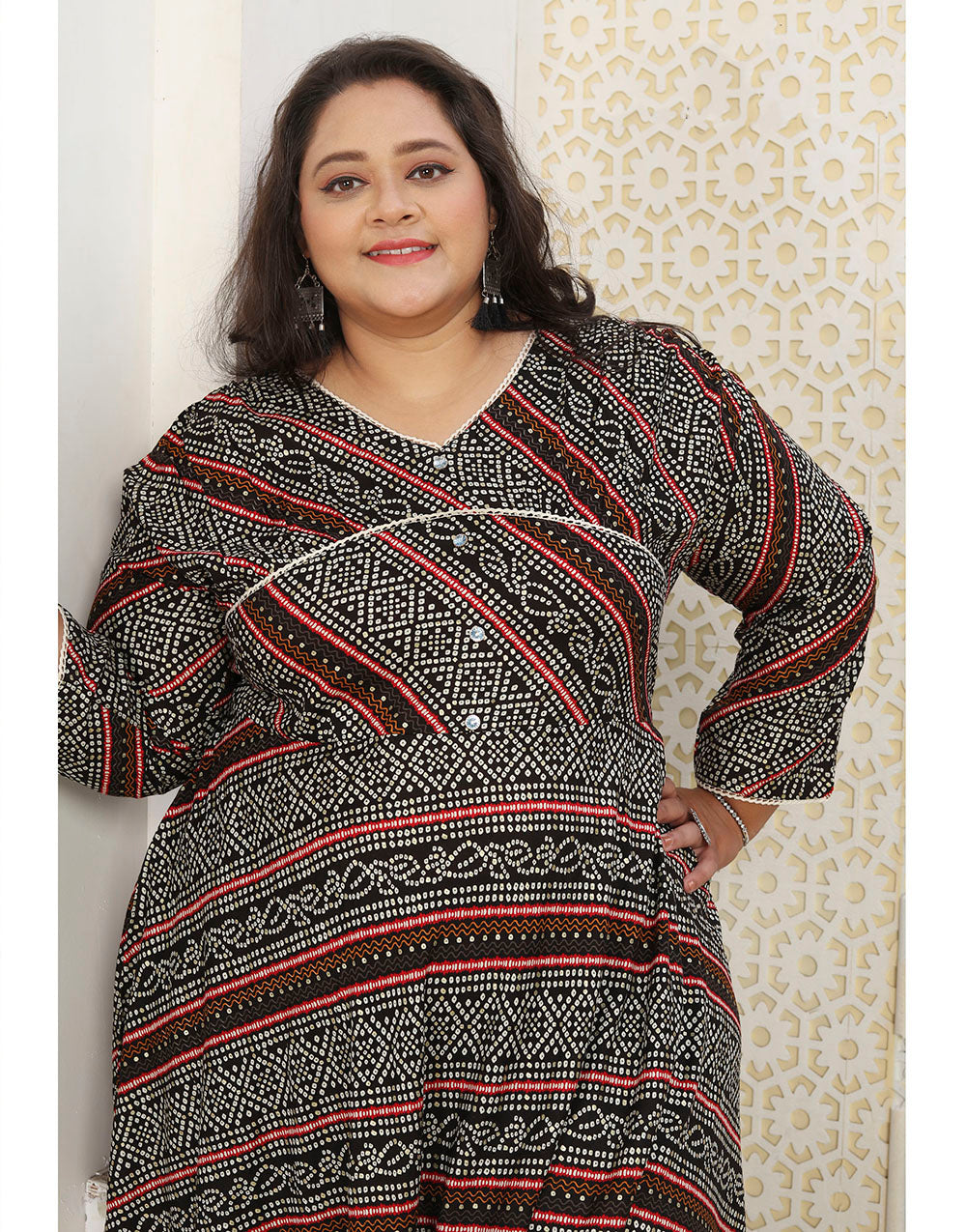 Black Rayon With Printed Long Kurti