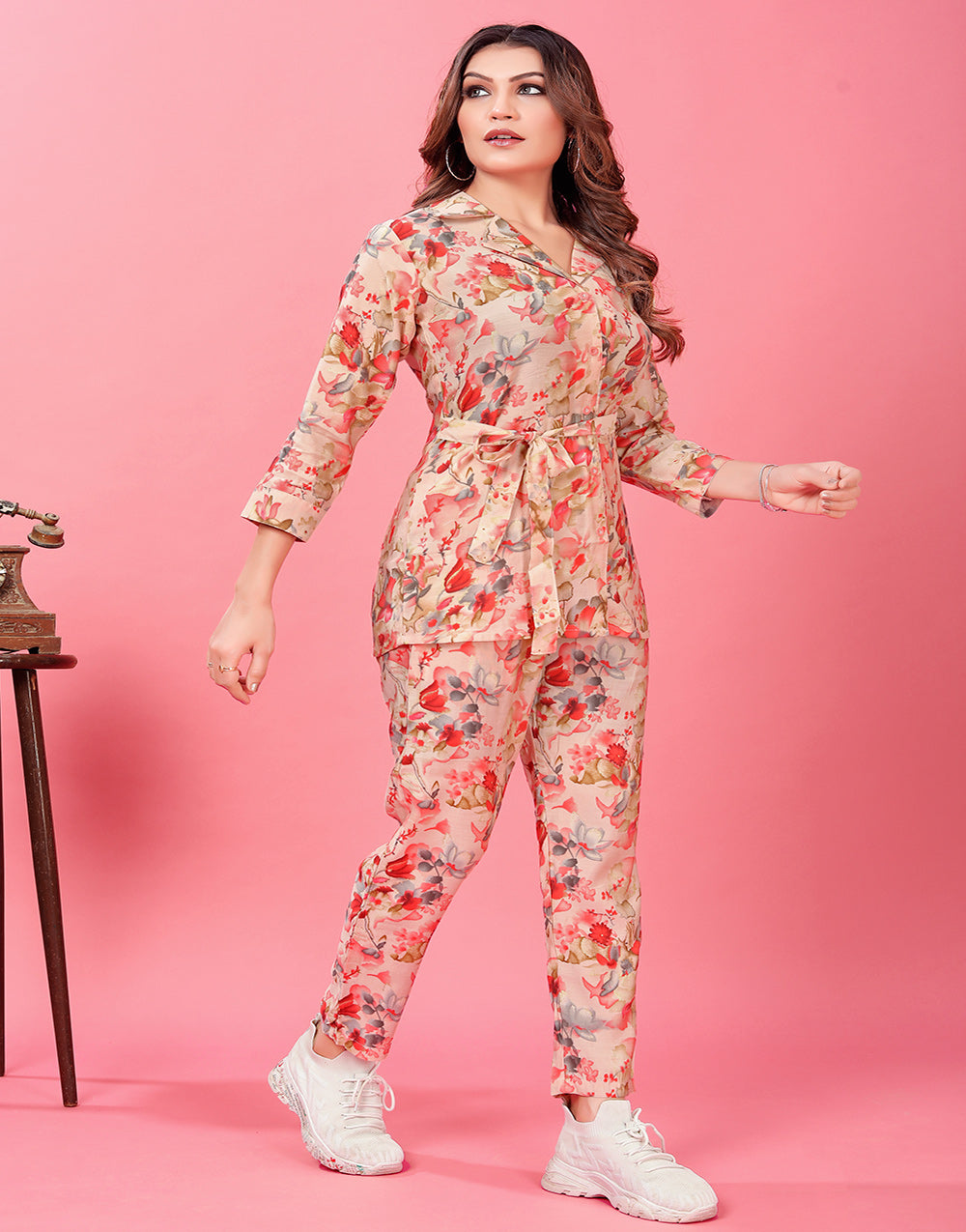 Peach Designer Rayon Co-Ord Set