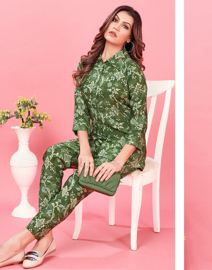 Green Designer Chanderi Co-Ord Set