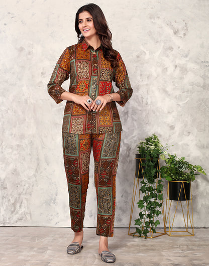 Multi Colour Rayon Stylish Co-Ord Set