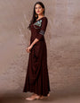 Walnut Brown Rayon Cotton With Heavy Embroidery Long Kurti