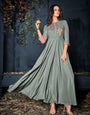 Sardine Grey Rayon With Heavy Embroidery Long Kurti