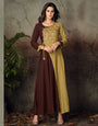 Brown Rayon With Heavy Embroidery Long Kurti