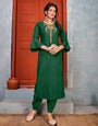 Green Rayon With Embroidery Work Kurti