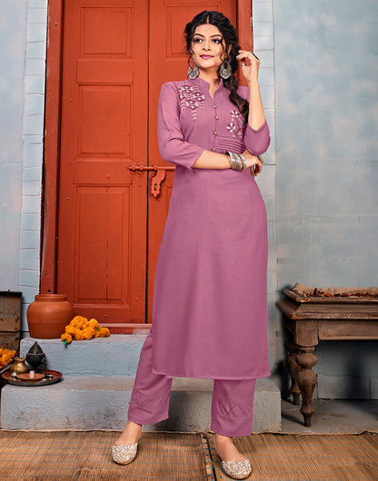 Wild Orchid Pink Rayon With Embroidery Work Kurti