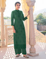 Green Fox Georgette With Embroidery Work Kurti